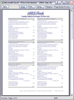 Funeral Home Price List GPL